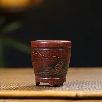Керамический круглый горшок бонсай Традиционный Фарфоровый суккуленты Украшение сада Изображение