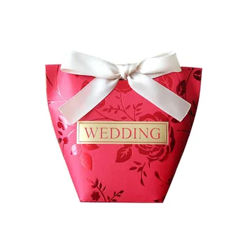Подарочная коробка, свадебные принадлежности, Праздничная Красная Бумажная коробка конфет с надписью 