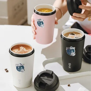 Новая Высококачественная Портативная Кофейная чашка с керамическим вкладышем, Герметичная Автомобильная изоляционная кружка, 380 мл, для мужчин и женщин, Подарочная керамика Изображение