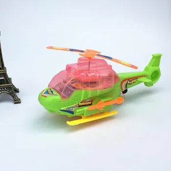 Электрические пластиковые вертолеты самолетов, Новая светящаяся Тяговая Прозрачная электронная модель вертолета, детские маленькие подарки, флеш-игрушки Изображение