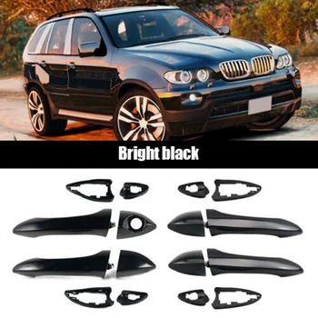 2 Пары для BMW X5 E53 2000-2006 Комплект Наружных Дверных Ручек Спереди или сзади Слева и справа Ярко-черный Изображение