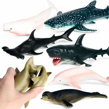 Имитационная Модель Морских Животных Мягкая Резиновая Касатка Большая Белая Акула Дельфин Морж Фигурки Игрушки Для Детей F86Y Изображение