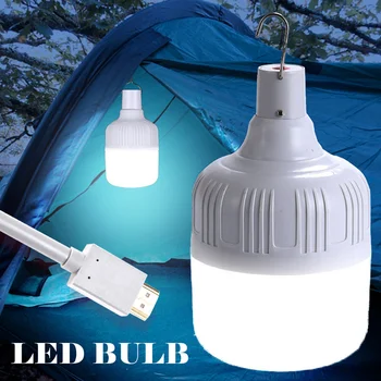Наружная светодиодная лампа для кемпинга Портативные USB перезаряжаемые аварийные огни Подвесные фонари для пеших прогулок, рыбалки, ночника Изображение