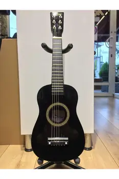 Детская игрушка-гитара деревянная от 0 до 6 лет, черный развлекательный музыкальный инструмент Изображение