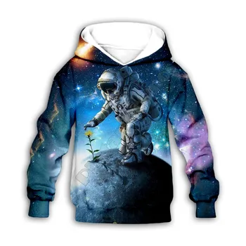 Толстовки с 3D принтом Galaxy astronaut, семейный костюм, футболка, пуловер на молнии, детский костюм, толстовка, спортивный костюм/брюки 12 Изображение