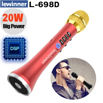 Lewinner L-698D Профессиональный Портативный беспроводной Bluetooth-караоке-микрофон мощностью 20 Вт, динамик с большой мощностью для пения/собраний Изображение