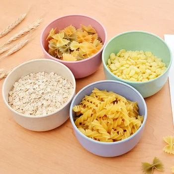 Миска для творчества из пшеничной соломы, четырехцветная миска для детского супа, Посуда, Пластиковая миска, Портативная миска для рисового супа, миска для еды Изображение