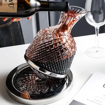 Графин винный стеклянный графин для вина, вращающийся стакан, гироскоп, 1,5 л, высококачественное роскошное хрустальное стекло, прозрачная барная посуда, Креативная Изображение