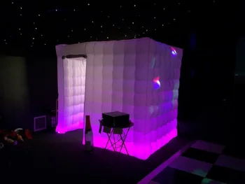 Надувная палатка-куб со светодиодами RGB, надувная фотобудка для вечеринки с вентилятором, Бесплатная доставка Изображение