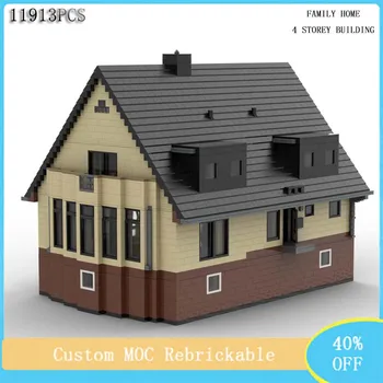 11913 шт. Изготовленная на заказ модель строительного блока MOC, модель семейного дома, украшение для дома, детские игрушки 