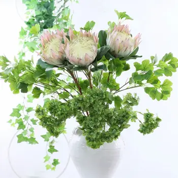 ИНДИГО-Искусственный цветок для свадебной вечеринки, Protea Cynaroides, Большая головка, 13x16 см, Настоящее прикосновение, Мероприятие, Украшение витрины, 3 шт Изображение