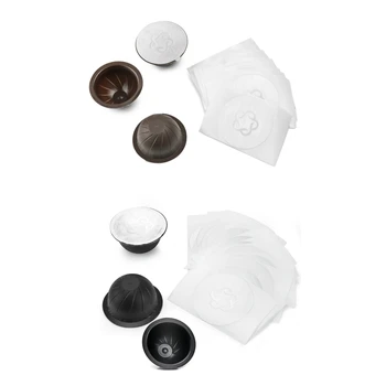 D0AB Многоразовый набор капсул для эспрессо, чашки, фильтры с уплотнителями из алюминиевой фольги и защитой от вскрытия Изображение