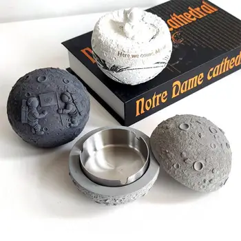 Цементная Пепельница Бытовая Пепельница для гостиной Аксессуары Для Сигарет В форме Луны Астронавта Изображение