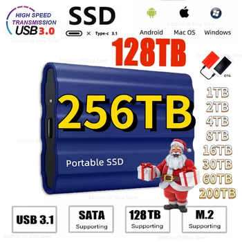 Горячий Внешний мобильный твердотельный накопитель 256 ТБ Flash 128 ТБ TypeC USB3.1 64 ТБ Mini Slim High Speed Transfer SSD Устройство флэш-памяти Изображение