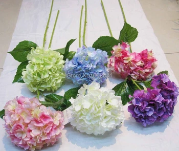 Бесплатная доставка-6 цветов-одна большая Гортензия, искусственные цветы, свадебные украшения, шелковые цветы, центральная часть стола, оптовая продажа, пол Изображение