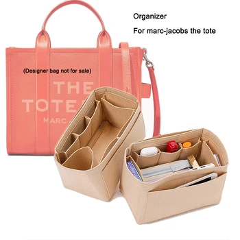 Фетровая сумочка-вкладыш с чехлом для телефона, органайзер для ваших сумок, фетровая сумка-органайзер Идеально подходит для Marc Jacobs The Tote Bag Изображение