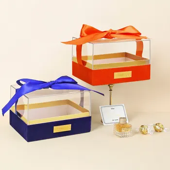Акриловая подарочная коробка для подружек Невесты, Роскошная коробка для угощений для вечеринок с крышками, лента для Свадеб, детских душей, Вечеринок по случаю Дня рождения, Юбилея Изображение