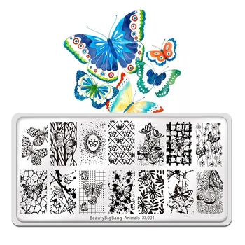 BeautyBigBang 2022 Новые Летние Пластины Для Тиснения ногтей Бабочка Цветок Животное Растение Шаблоны для Дизайна ногтей Животные XL-001 6x12cm Изображение