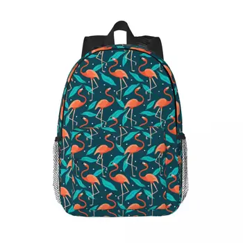 Летние рюкзаки с рисунком Птицы с рисунком Фламинго для мальчиков и девочек, дорожные сумки для колледжа, женские Мужские сумки для книг, 15-дюймовый ноутбук Изображение