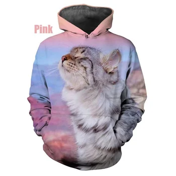 Новая горячая распродажа, толстовка с 3D принтом кота, Повседневная толстовка с котом, Свободный мужской свитер, повседневный пуловер Изображение