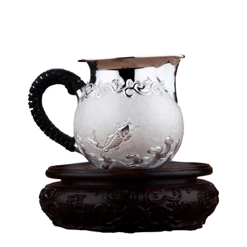 Чайник из стерлингового серебра 999 пробы кунг-фу, чайный сервиз, аксессуары, чайник Изображение