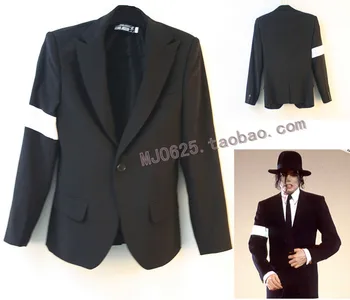 Редкий MJ Майкл Джексон Опасный ПЛОХОЙ Черный пиджак с имитацией повязки в подарок Изображение
