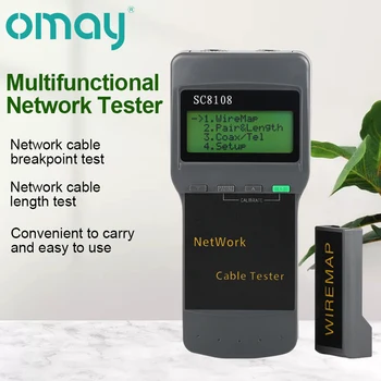 OMAY Портативный ЖК-сетевой тестер и измеритель LAN телефонного кабеля с ЖК-дисплеем RJ45 Изображение