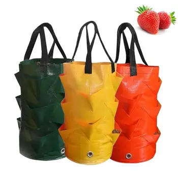 Садовая сумка для посадки клубники, сумка для выращивания клубники, Многоразовый люк с несколькими отверстиями, 3л, Вертикальная сумка для посадки цветов, трав, помидоров Изображение