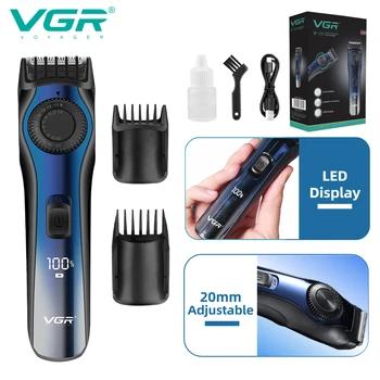 Триммер для волос VGR, электрическая машинка для стрижки волос, профессиональная машинка для стрижки волос, Электрический светодиодный дисплей, Перезаряжаемый Триммер для мужчин V-080 Изображение