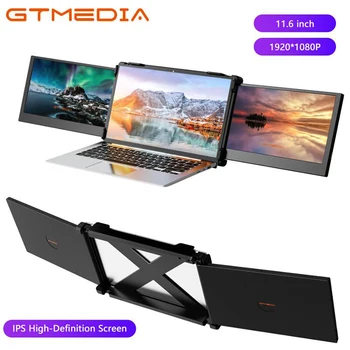 GTMEDIA Mate X 11,6-дюймовый Портативный монитор с двойным экраном IPS FHD 1920*1080Full HD, Тройной Портативный монитор Для ноутбука с диагональю 13,1-17,3 дюйма Изображение
