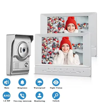 7-дюймовый видеодомофон, дверной звонок 1000TVL, широкоугольная камера, видеодомофон, Поддержка видеозвонка одним ключом для разблокировки Изображение