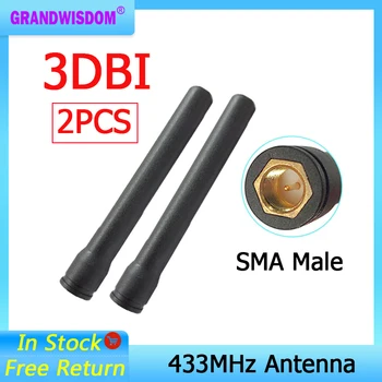 GRANDWISDOM 2шт 433 МГц антенна 3dbi sma мужской lora antene модуль интернета вещей АТС lorawan приемник сигнала antena с высоким коэффициентом усиления Изображение