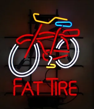 Изготовленная на заказ неоновая световая вывеска пивного бара Fat Tire Glass Изображение