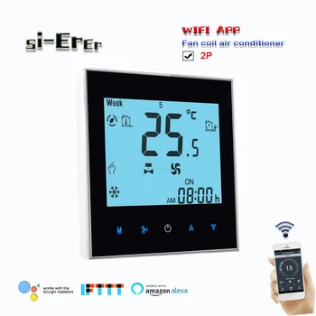 WIFI Термостат-Регулятор температуры центрального кондиционера с приложением-2P охлаждение или нагрев работает с Alexa Google Home, 24VAC, AC95 ~ 240V Изображение