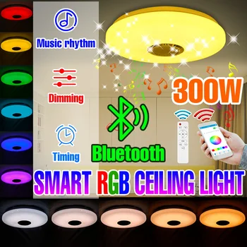Светодиодная Умная Лампа RGB Потолочный Светильник Приложение Дистанционное Управление Bluetooth Динамик Музыка Светодиодная Лампа Для Украшения Домашней Комнаты Ночник Для Спальни Изображение