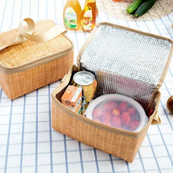 Портативная сумка для пикника на открытом воздухе, водонепроницаемая посуда, изолированный термоохладитель, Контейнер для еды, Корзина для кемпинга, сумка для ланча для пикника Изображение