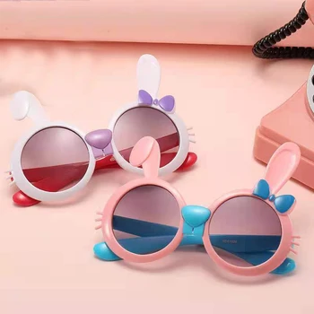 Новые солнцезащитные очки с милым кроликом, очки для мальчиков с героями мультфильмов, модные солнцезащитные очки для девочек Изображение