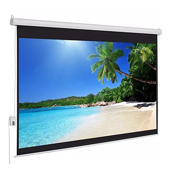 Прочный Высококачественный 150-дюймовый Матово-белый Электрический проекционный экран с электроприводом для домашнего кинотеатра Изображение