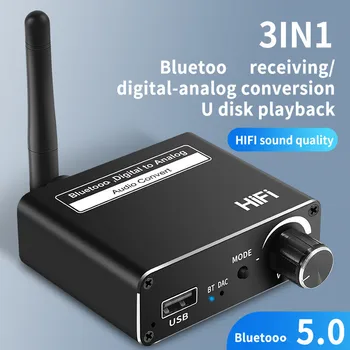 Беспроводной цифро-аналоговый преобразователь Bluetooth 5,0 192 кГц DAC с оптическим коаксиальным усилителем для наушников с поддержкой 3,5 мм USB аудиоадаптера Изображение