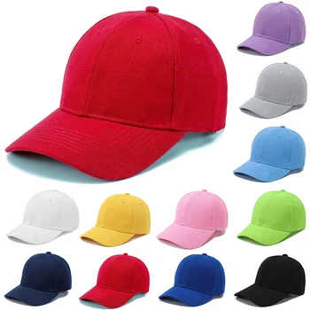 2023 Новые детские Спортивные Козырьки, шляпы, Однотонная Регулируемая бейсболка для детей, Мягкие хлопковые кепки для мальчиков и девочек, Уличная солнцезащитная шляпа Изображение
