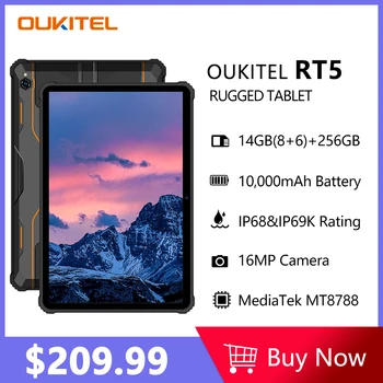 Прочный Планшет Oukitel RT5 11000 мАч Android 13 10,1 Дюймов FHD Pad 8 ГБ 256 ГБ Восьмиядерный 16-мегапиксельная Камера с двумя SIM-картами 33 Вт Заряженные Планшеты Изображение
