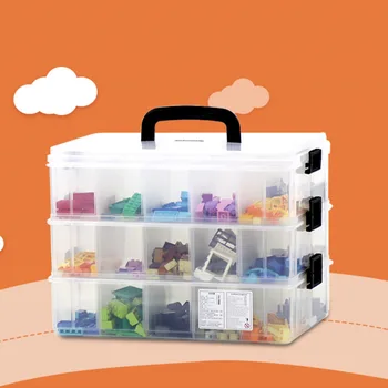 Аптечка первой помощи Для дома Коробка для хранения Lego, три слоя Можно снять, Пластиковая коробка С крышкой Из прозрачного нижнего белья, игрушка Изображение