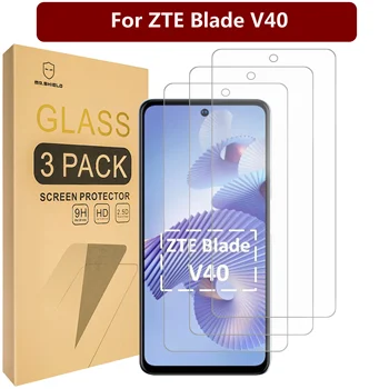 Mr.Shield [3 упаковки] Защитная пленка для экрана ZTE Blade V40 [Закаленное стекло] [Японское стекло твердостью 9H] Защитная пленка для экрана Изображение