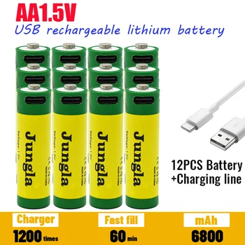 HoheKapazität schnelle lade1,5V AA lithium-ionbatteriemit6800mah kapazität.USBaufladbare lithium-batterie für spielzeug tastatur Изображение