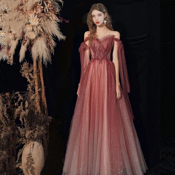 LAMYA 2023 Летние милые длинные вечерние платья трапециевидной формы, элегантные вечерние платья с бисером, кружевное платье больших размеров, Vestido De Noiva Изображение