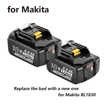 Для аккумулятора Makita 18 В, 6000 мАч, Аккумуляторная батарея для электроинструментов со светодиодной литий-ионной заменой LXT BL1860B BL1860 BL1850 Изображение