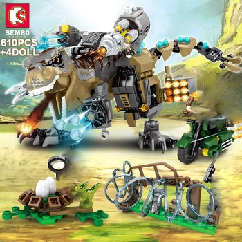 SEMBO BLOCK 610 шт., игрушки-динозавры, Модель, строительные блоки, Совместимые с Городом Кирпичи, подарки для маленьких детей, детские хобби Изображение