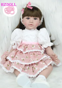 60 см Силиконовая виниловая кукла Реборн, реалистичная модная кукла для маленьких девочек, подарок на День рождения, коллекция принцесс, игровая игрушка для дома Изображение