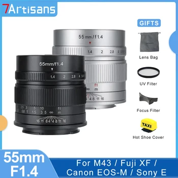 7artisans 7 artisans 55 мм F1.4 портретный объектив с большой Диафрагмой Prime для Sony E Canon EOS-M Fuji XF Micro 4/3 Mount Camera Lens Изображение