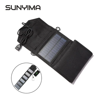 SUNYIMA 10 Вт Зарядное устройство для солнечной панели, Складная солнечная пластина, 5 В USB, Портативное зарядное устройство для солнечных батарей для аккумулятора телефона, Наружный водонепроницаемый Изображение
